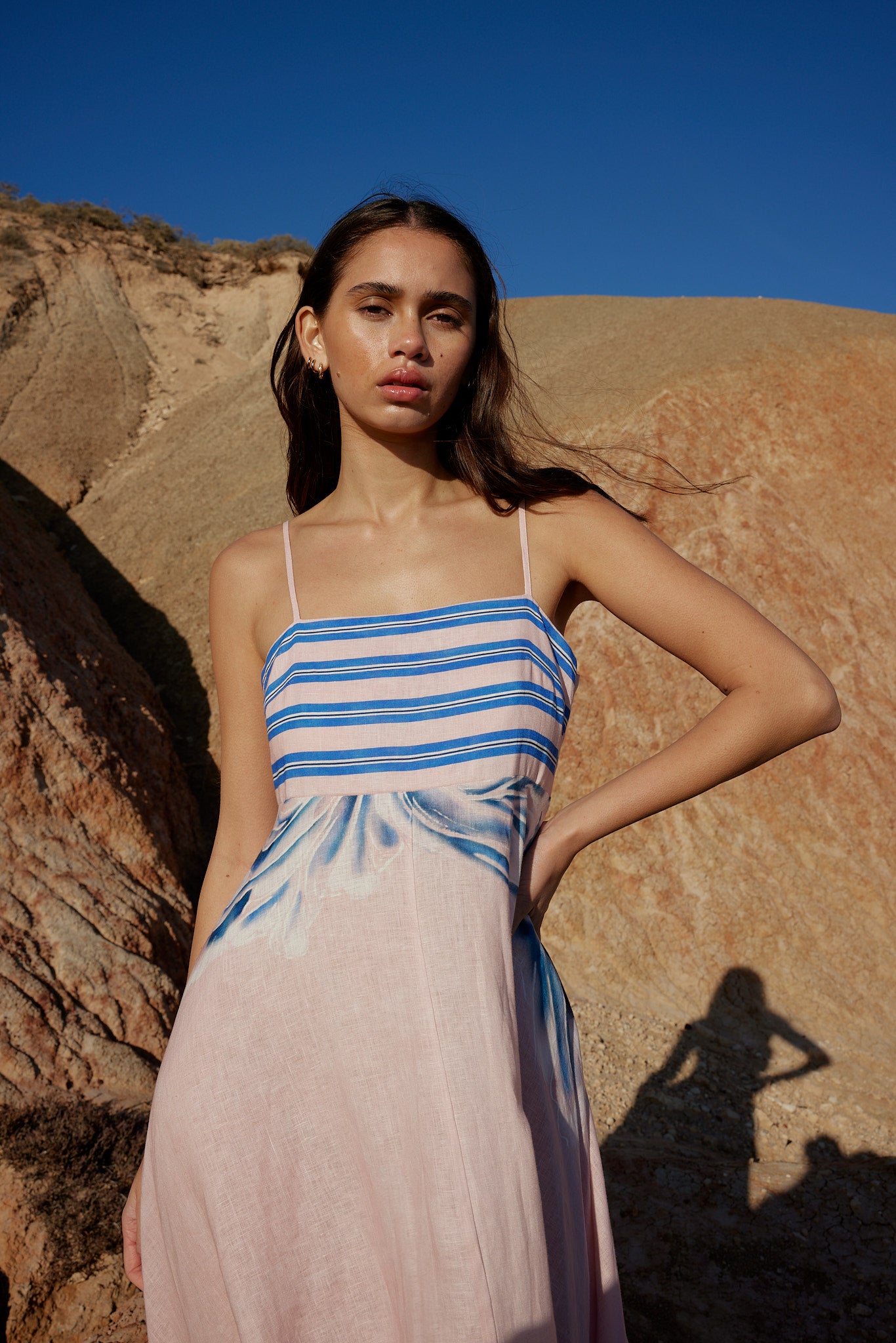 RUE DRESS - SEASHELL/ICEBERG