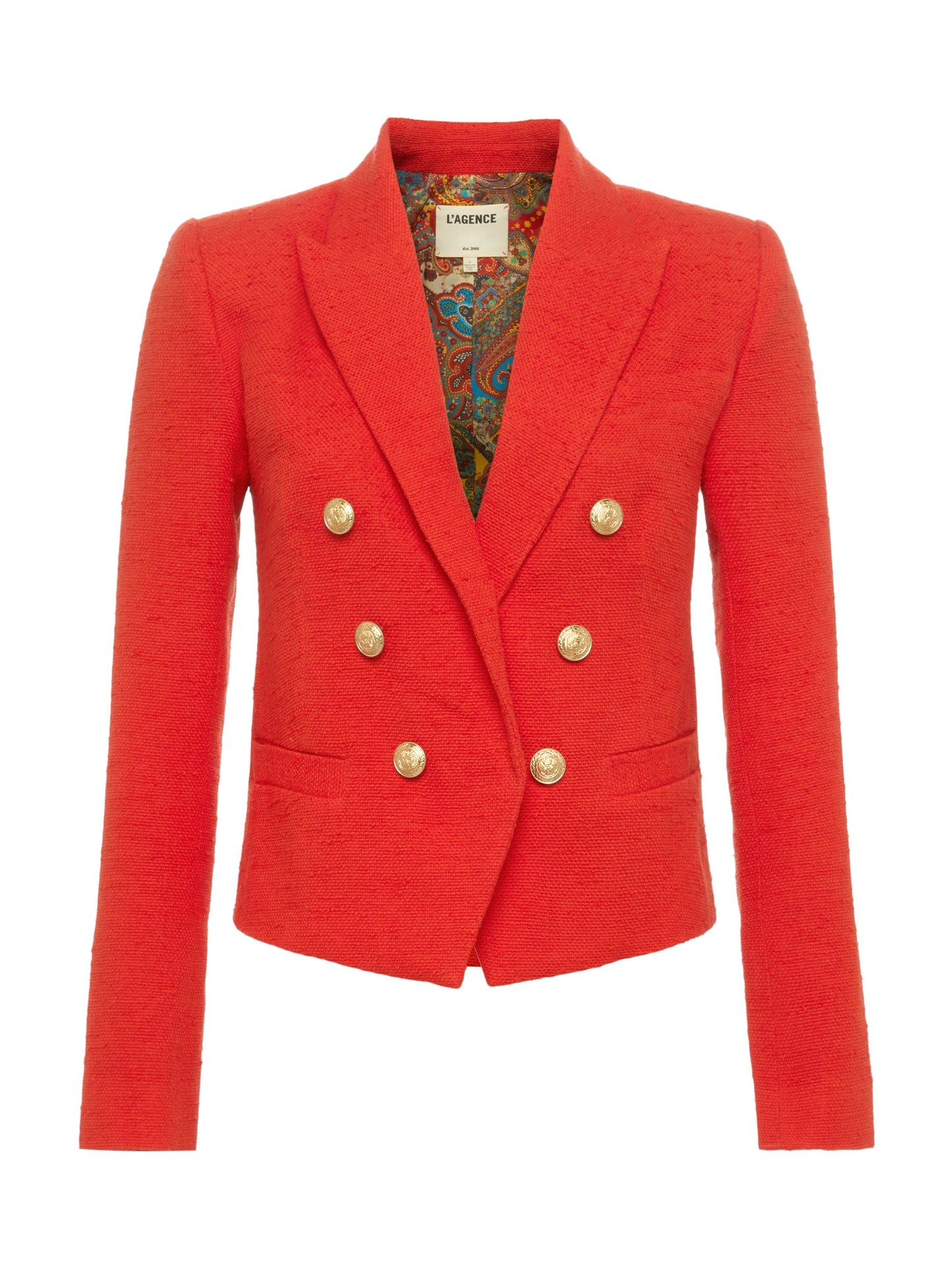 BROOKE CROP BLAZER FIRE RED/PAISLEY SCARF