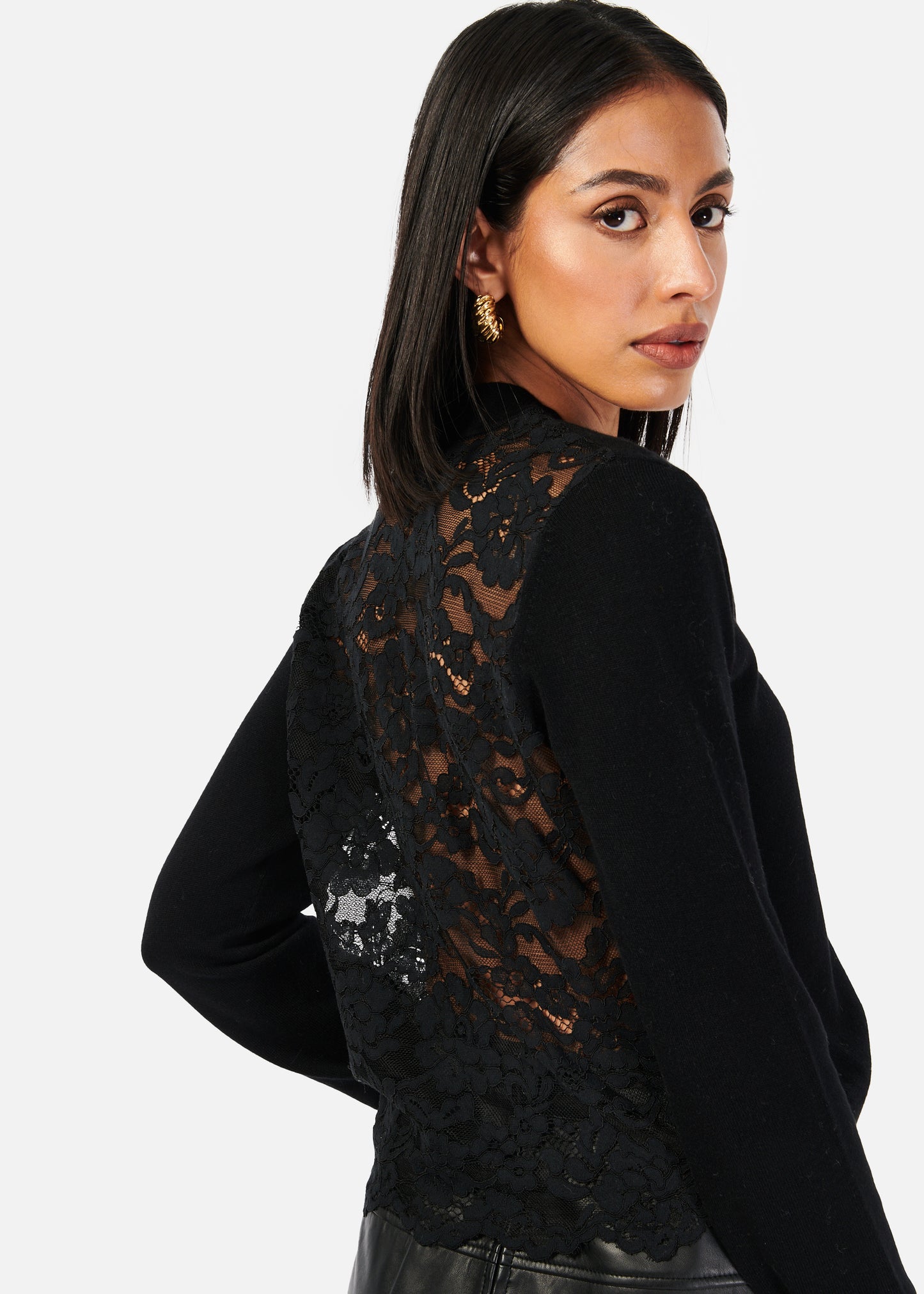 CAMDEN LACE SWEATER - BLACK