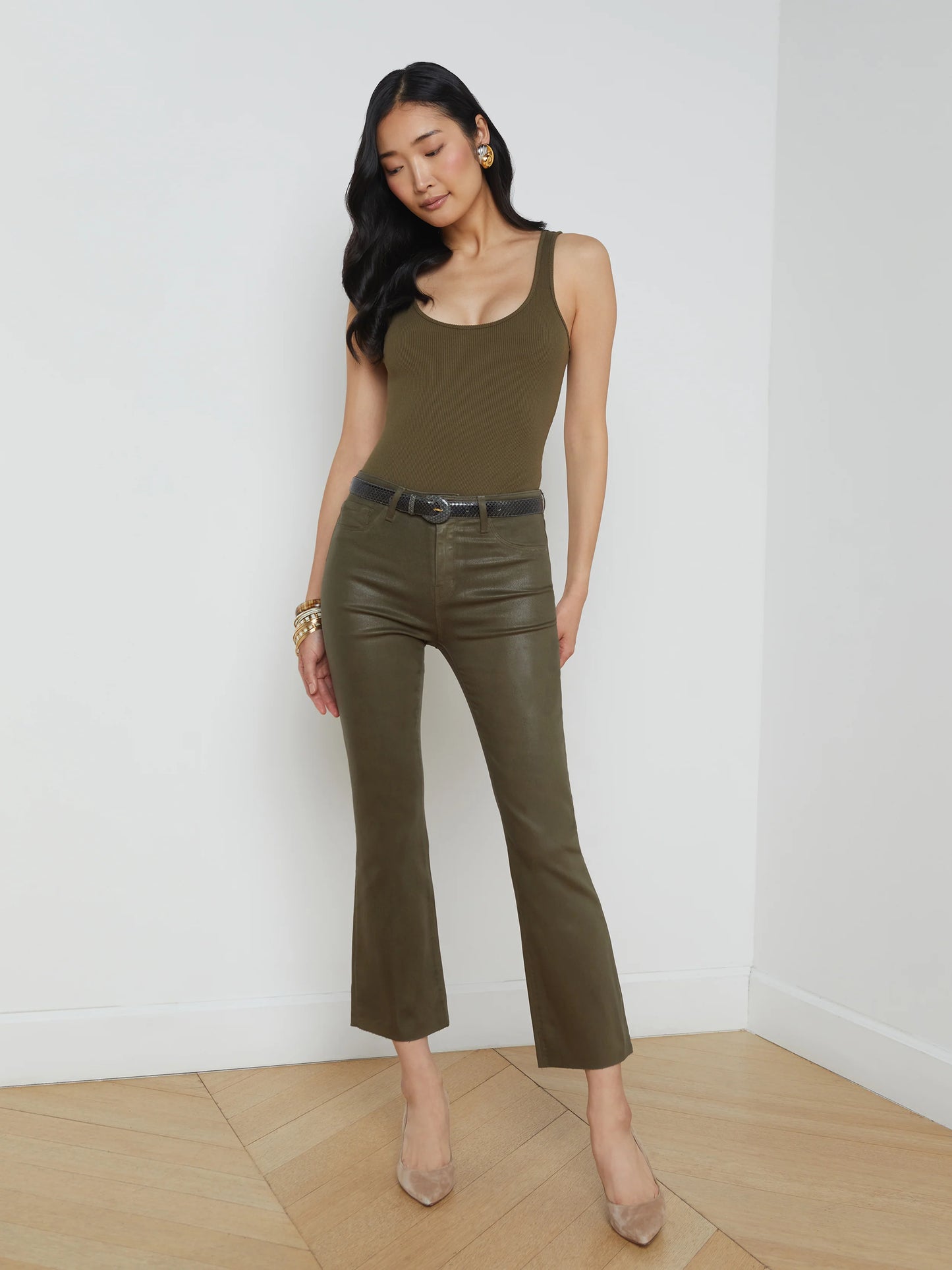 KENDRA CROP FLARE JEAN - PINEWOOD COATED