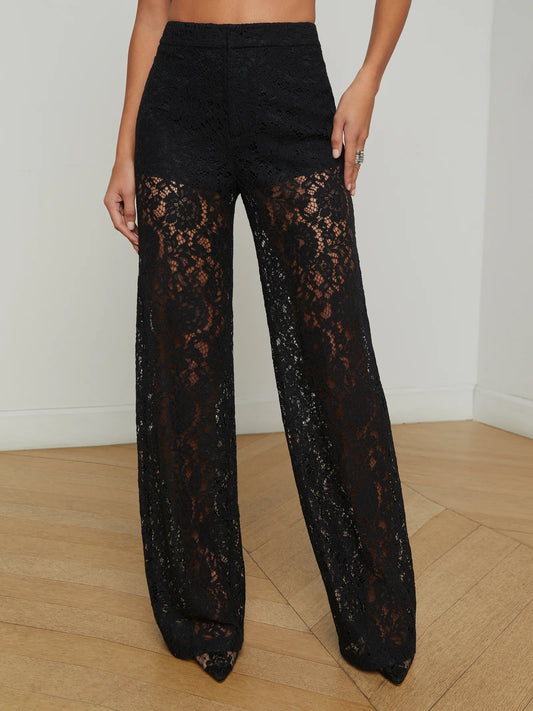 LIVVY LACE TROUSER - BLACK