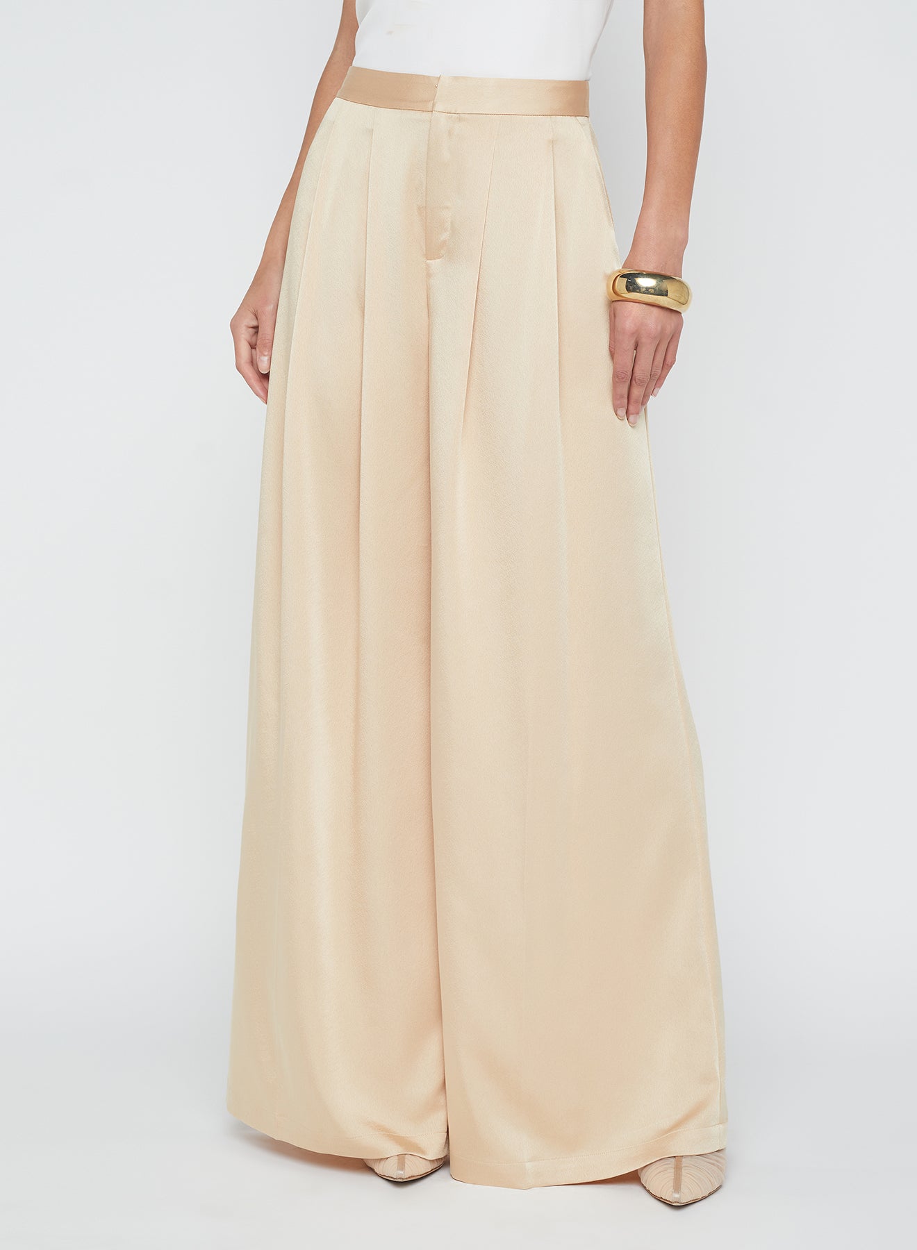 AUBRIE MID WIDE LEG PANT - LATTE