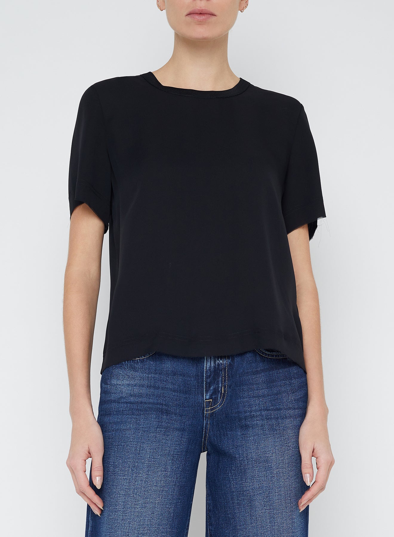 SUZETTE SILK T-SHIRT - BLACK