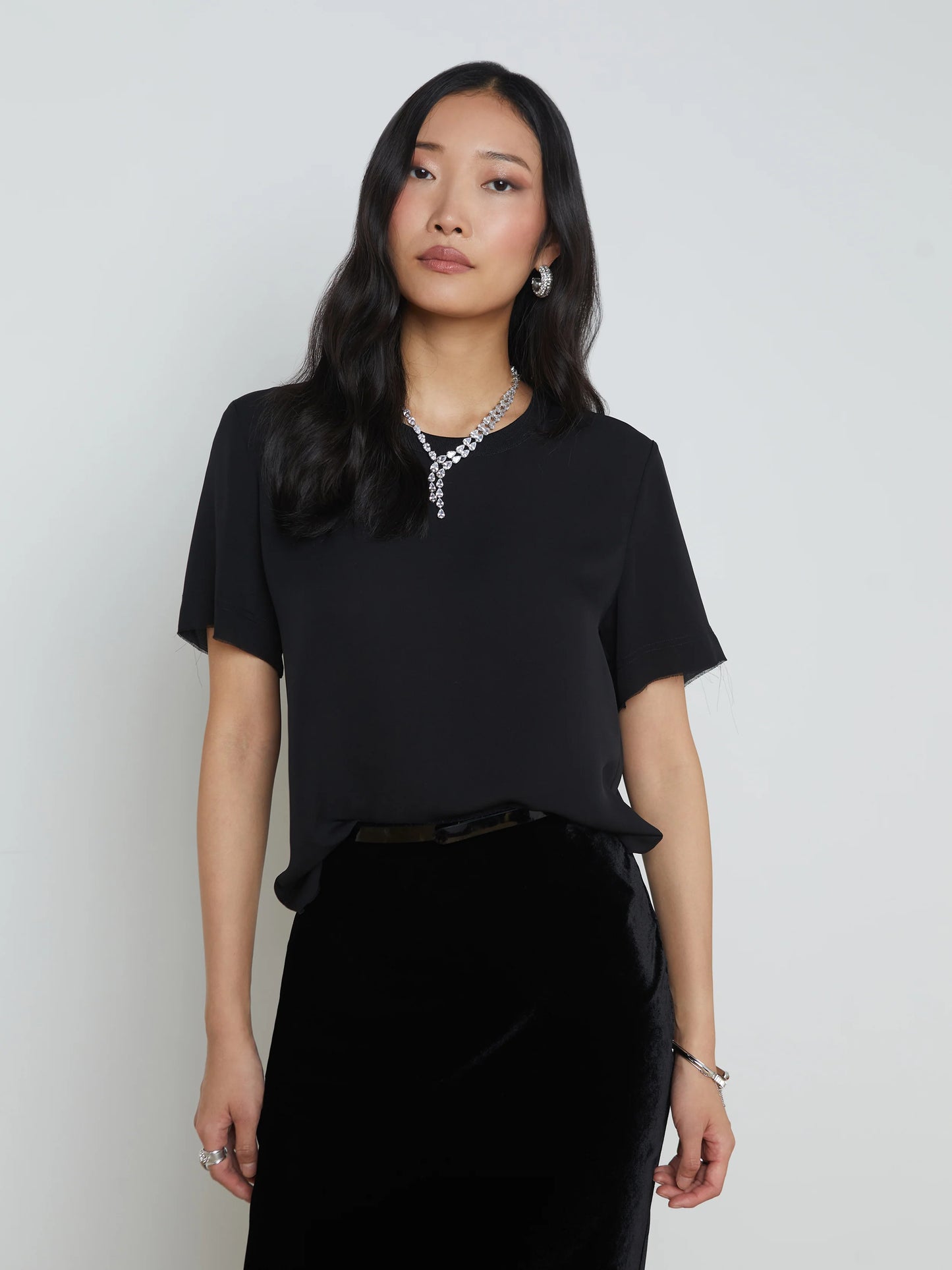 SUZETTE SILK T-SHIRT - BLACK