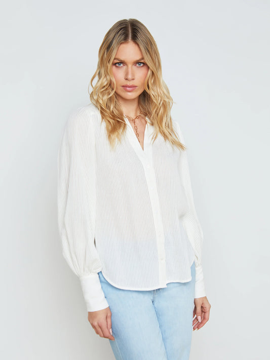 KIERA SHIRRED BLOUSE - IVORY