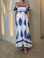 MIDI DRESS - WHITE/BLUE