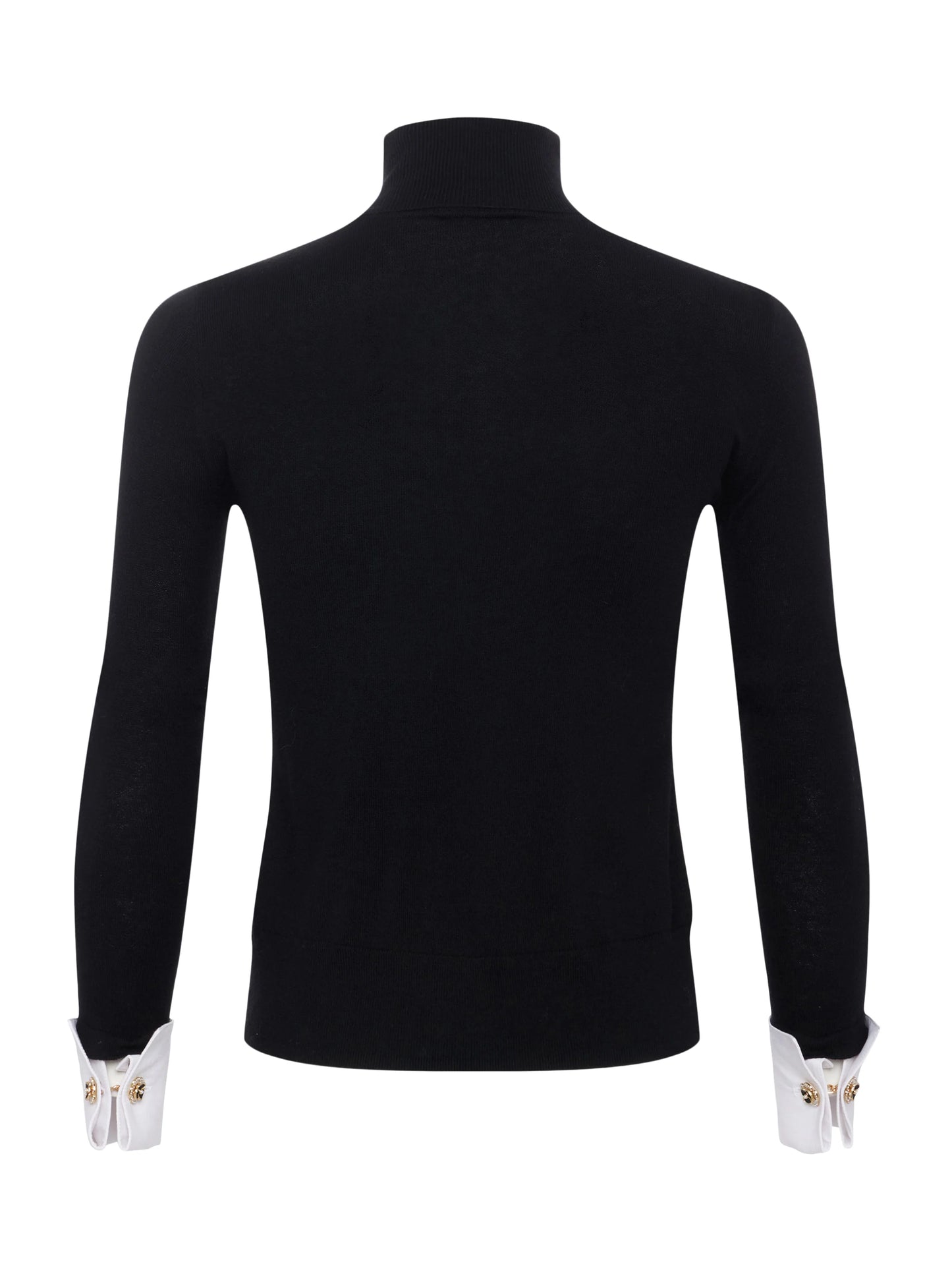 FLORA POPLIN CUFF SWEATER - BLACK/WHITE