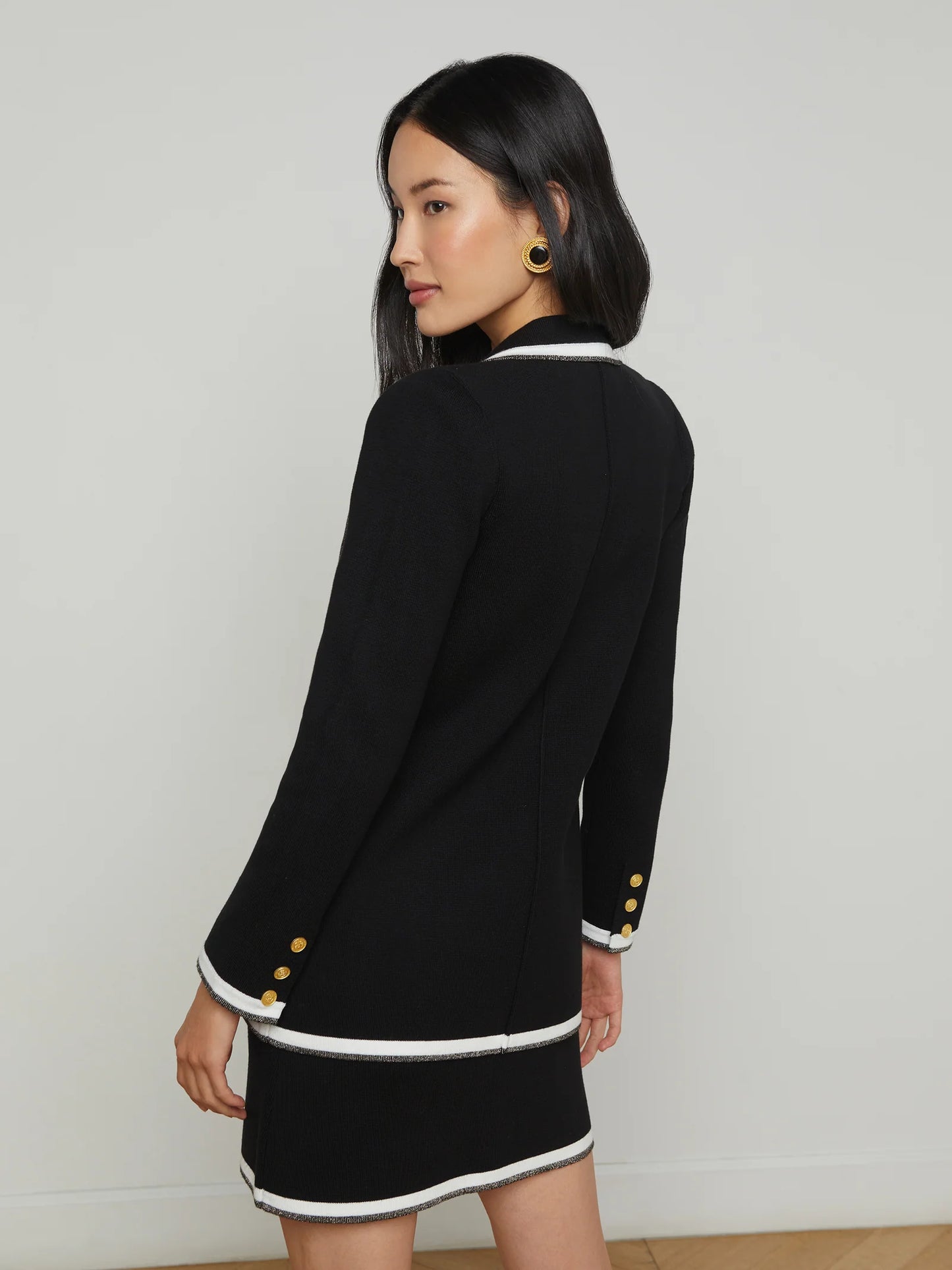 KENJI KNIT BLAZER - BLACK/WHITE/GOLD LURE