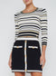 YUKIO STRIPED CROP CREW - WHITE/BLACK/GOLD STRIPE