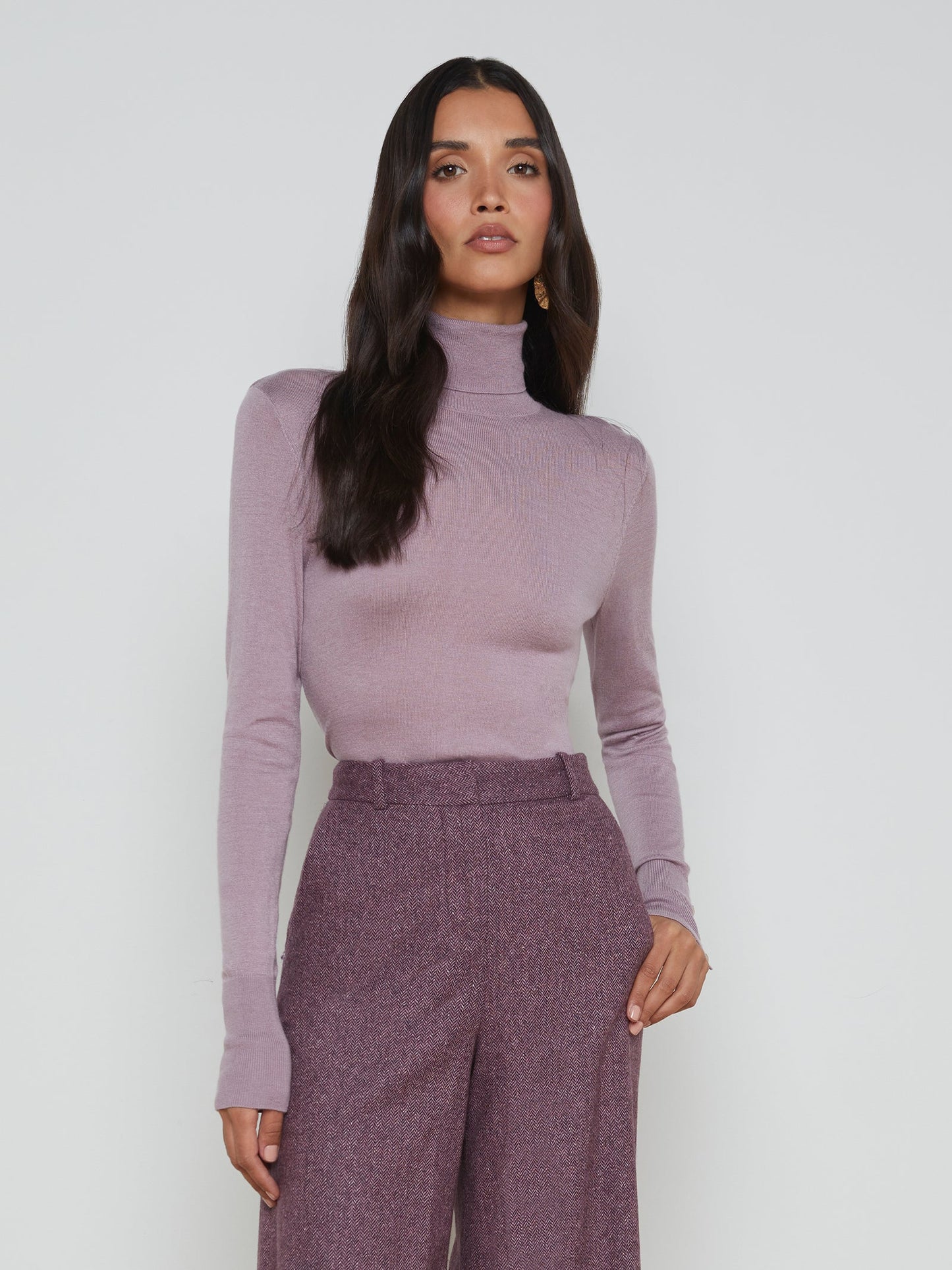 FLORA TURTLENECK SWEATER - WISTERIA/GOLD