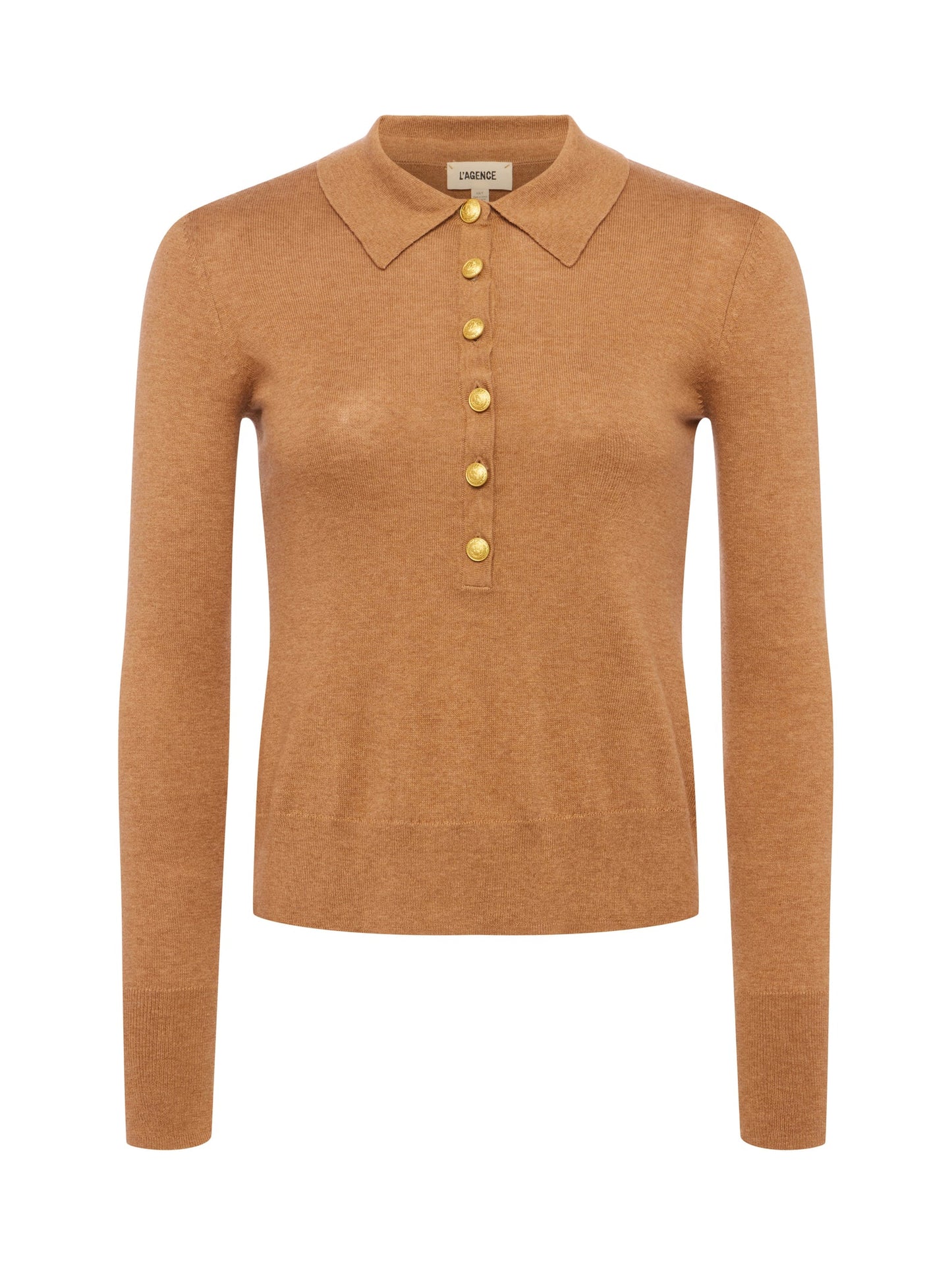 STERLING COLLARED SWEATER - CHESTNUT/GOLD