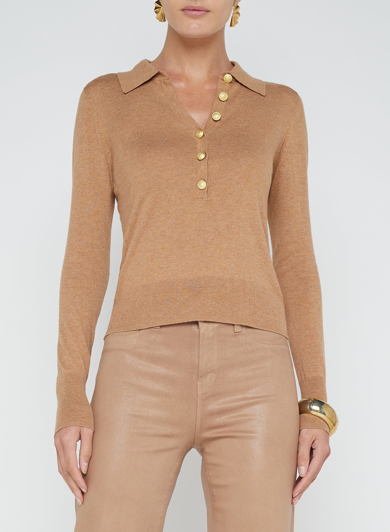 *PREORDER* STERLING COLLARED SWEATER - CHESTNUT/GOLD