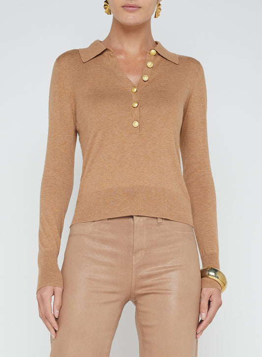 *PREORDER* STERLING COLLARED SWEATER - CHESTNUT/GOLD