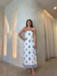 STRAPLESS MIDI DRESS - BLUE