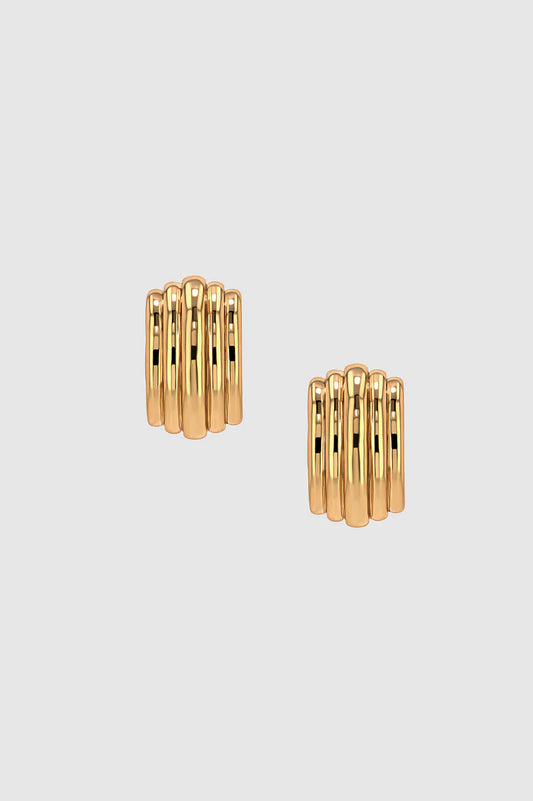 CHUNKY RIBBED EARRINGS - GOLD