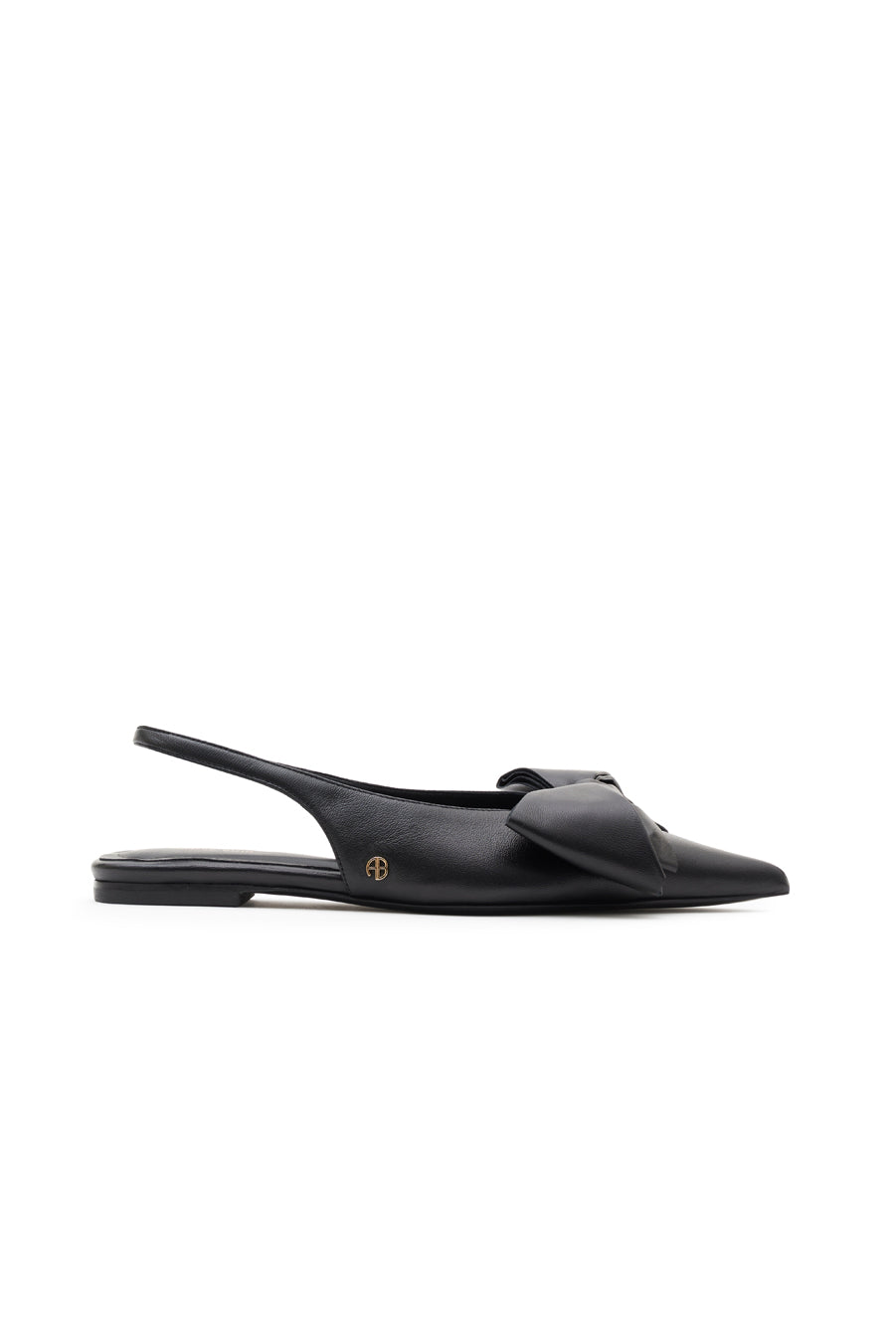 NINA SLINGBACK FLATS WITH BOW - BLACK