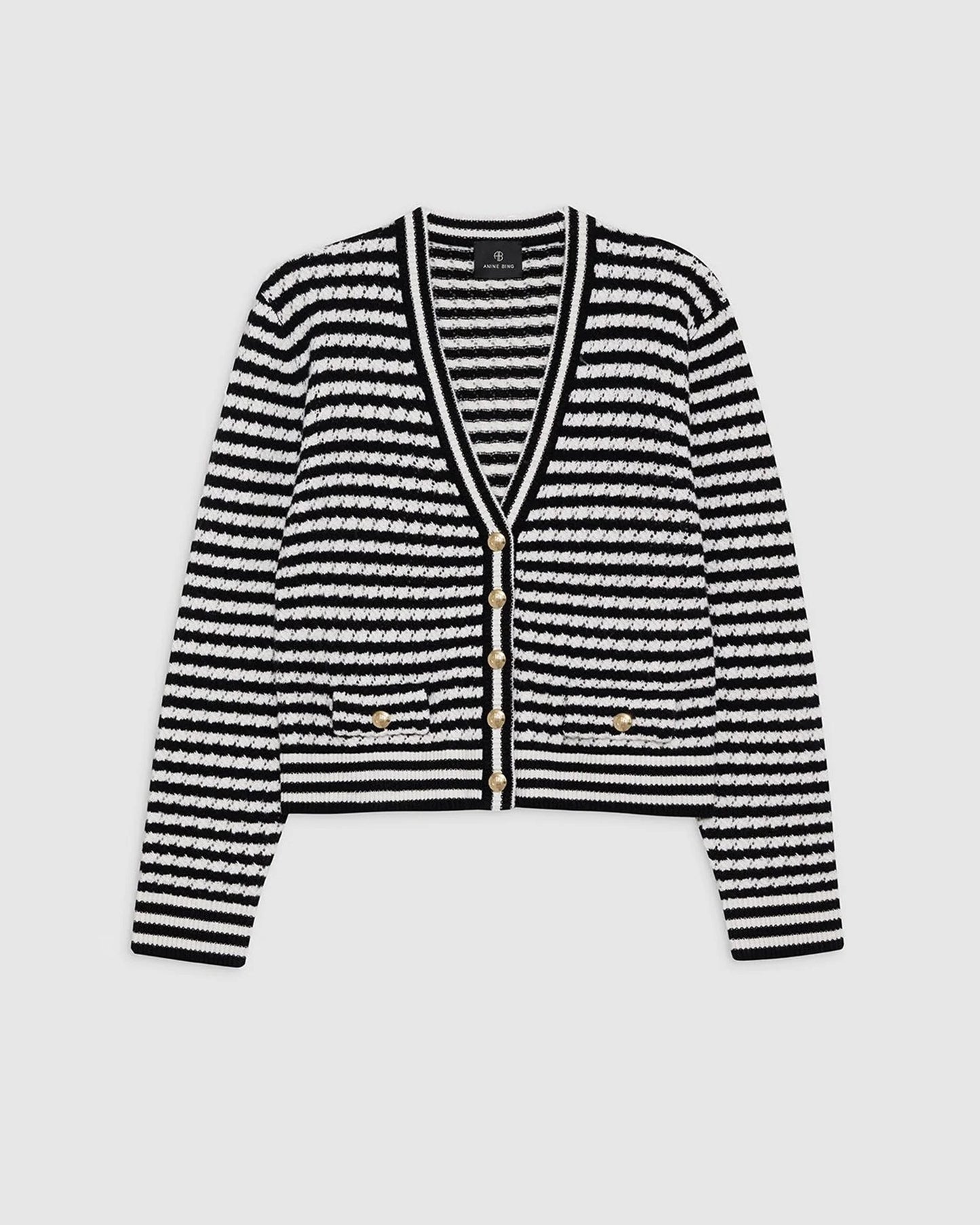 GWEN CARDIGAN - BLACK AND IVORY STRIPE