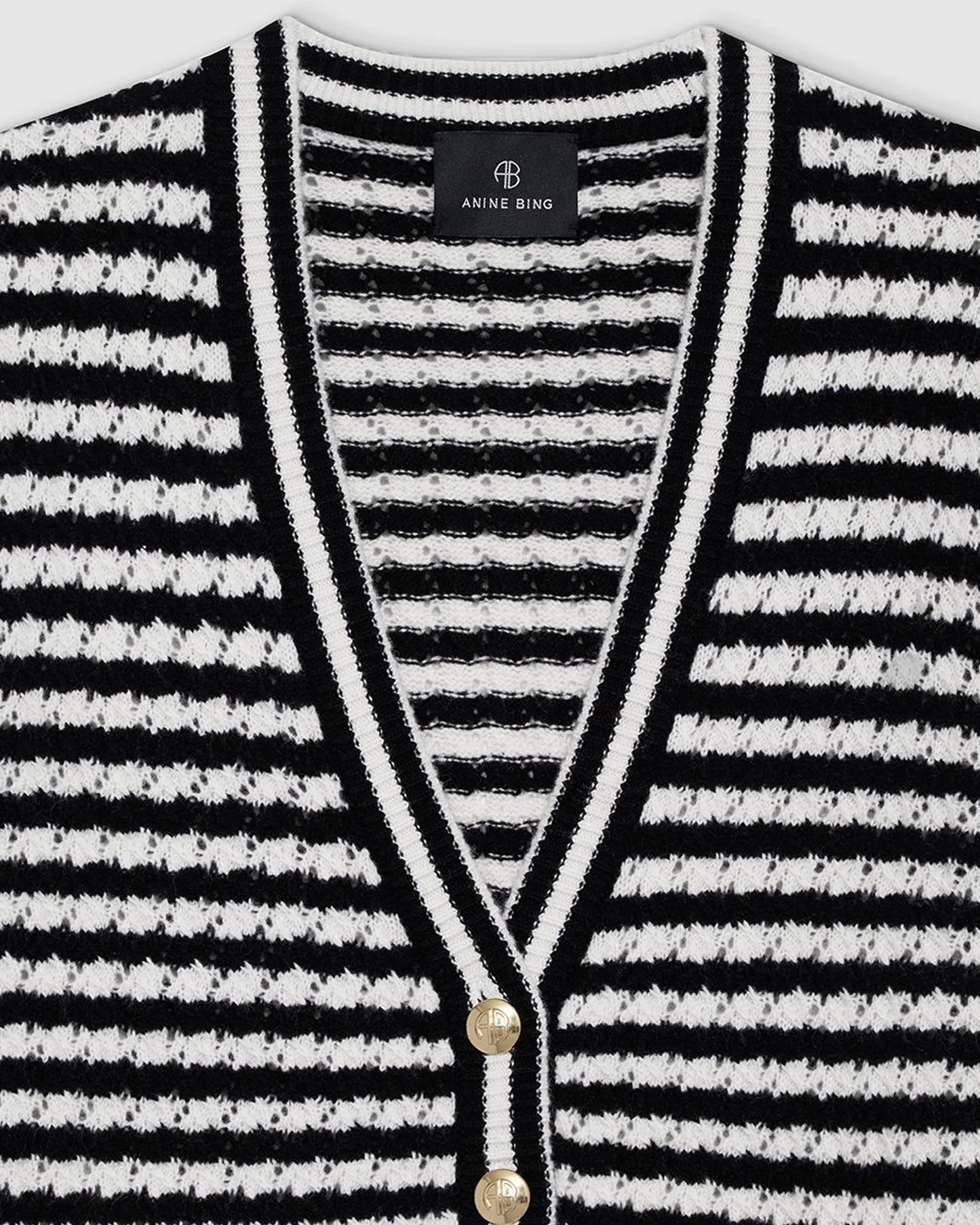 GWEN CARDIGAN - BLACK AND IVORY STRIPE