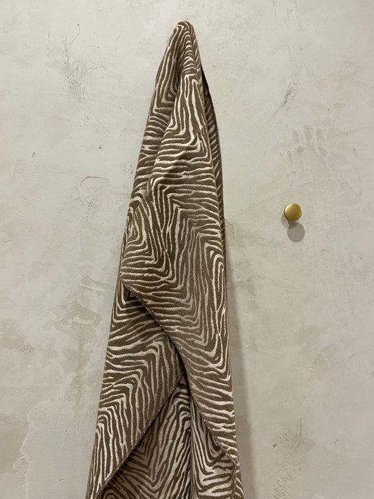 ZEBRA PRINT FRINGE SCARF - CAMEL