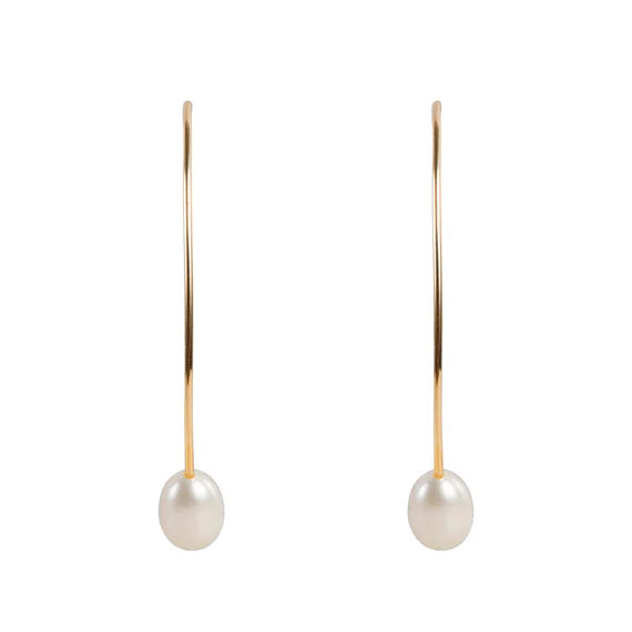 PEARL CURVE EARRINGS - GOLD