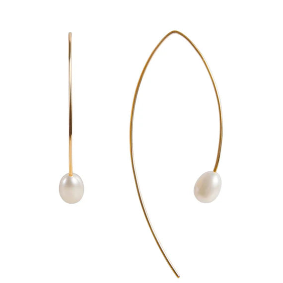 PEARL CURVE EARRINGS - GOLD