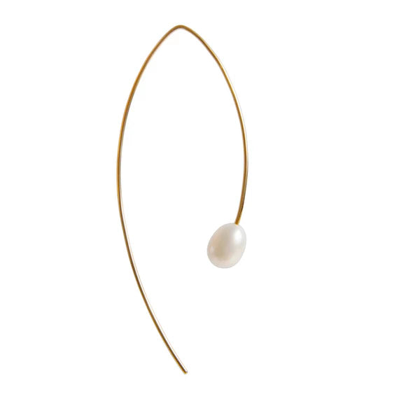 PEARL CURVE EARRINGS - GOLD