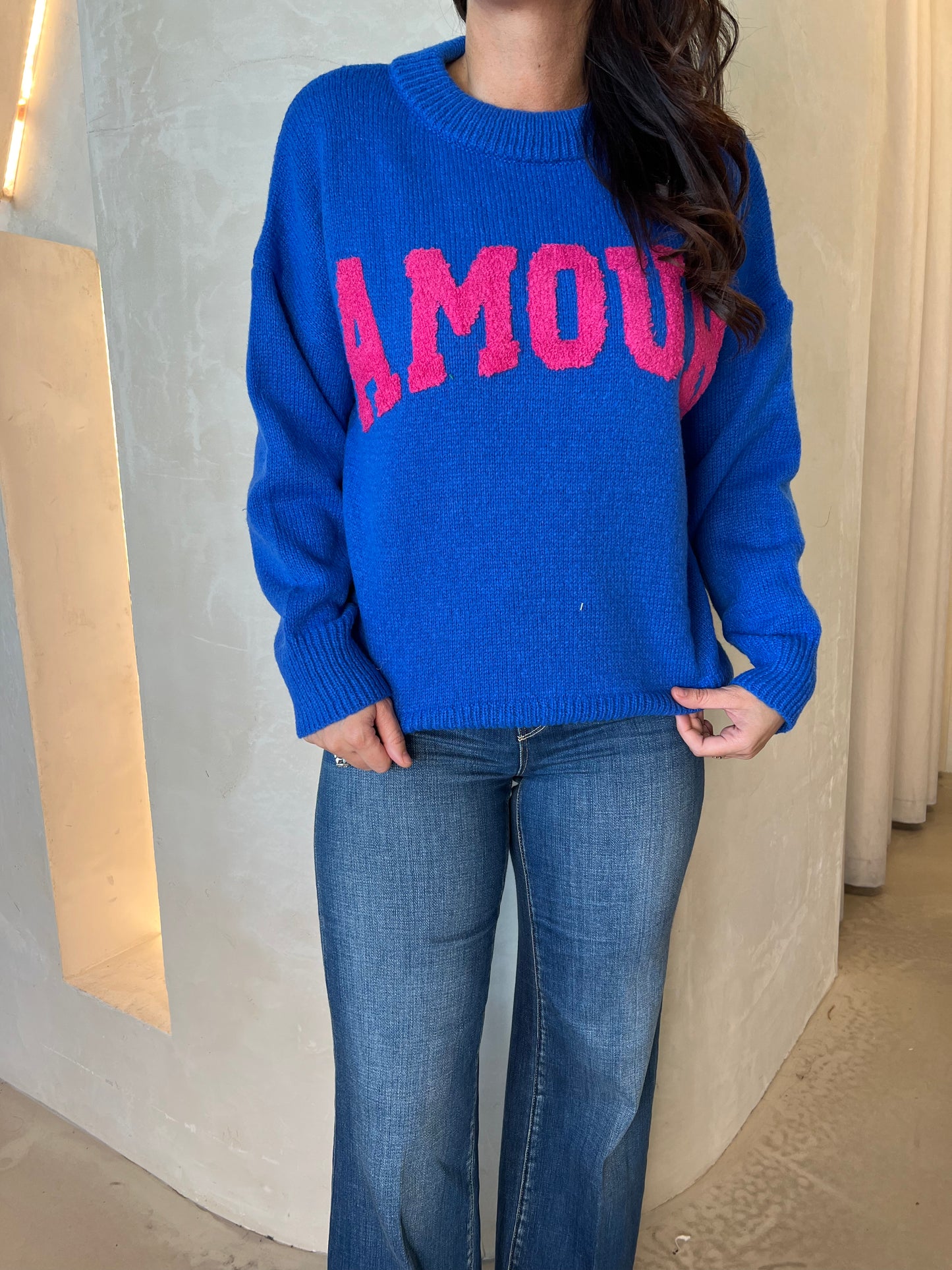 AMOUR ROUND NECK JUMPER - BLUE