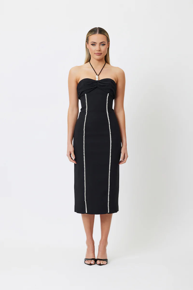 LYLA MIDI DRESS - BLACK