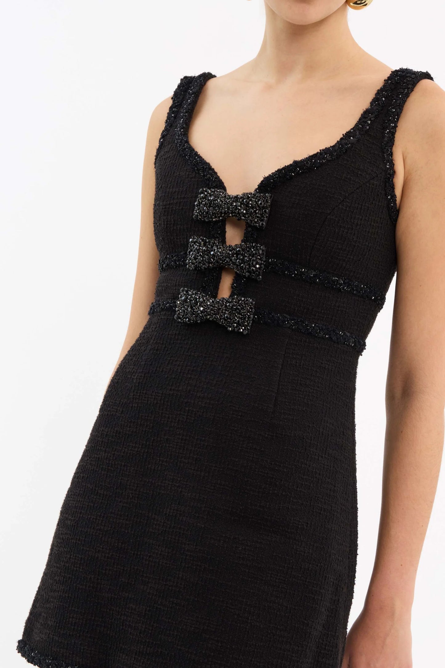 MARGO BOW MINI DRESS - BLACK