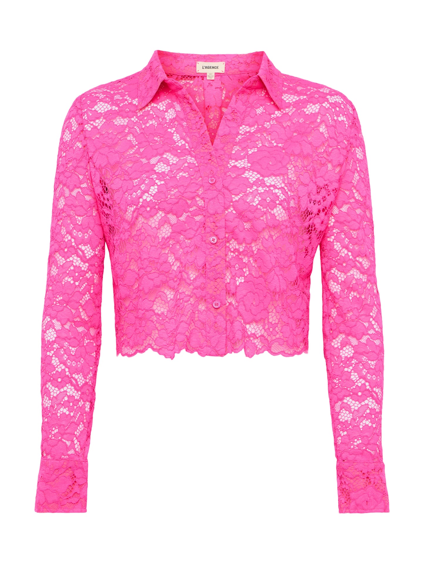 *PREORDER* AKEMI LACE CROPPED BLOUSE - PINK GLO