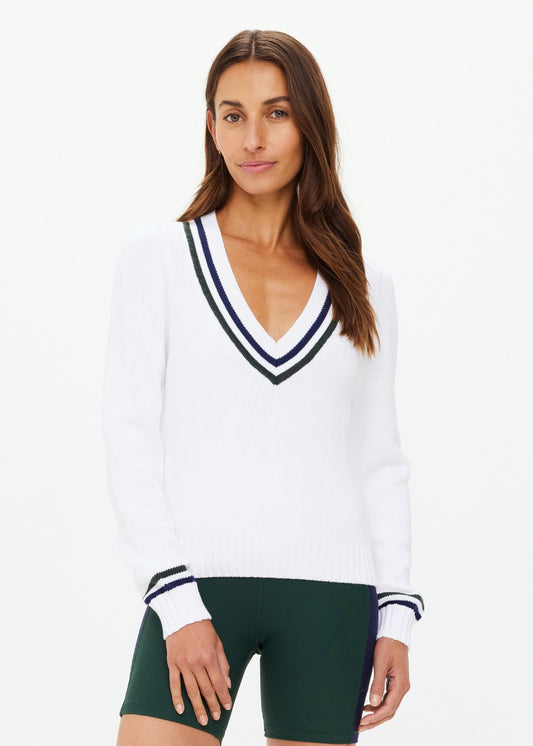 *PREORDER* SONNY V NECK KNIT SWEATER - WHITE