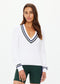 SONNY V NECK KNIT SWEATER - WHITE