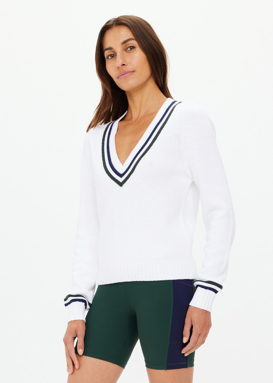 SONNY V NECK KNIT SWEATER - WHITE