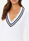 SONNY V NECK KNIT SWEATER - WHITE