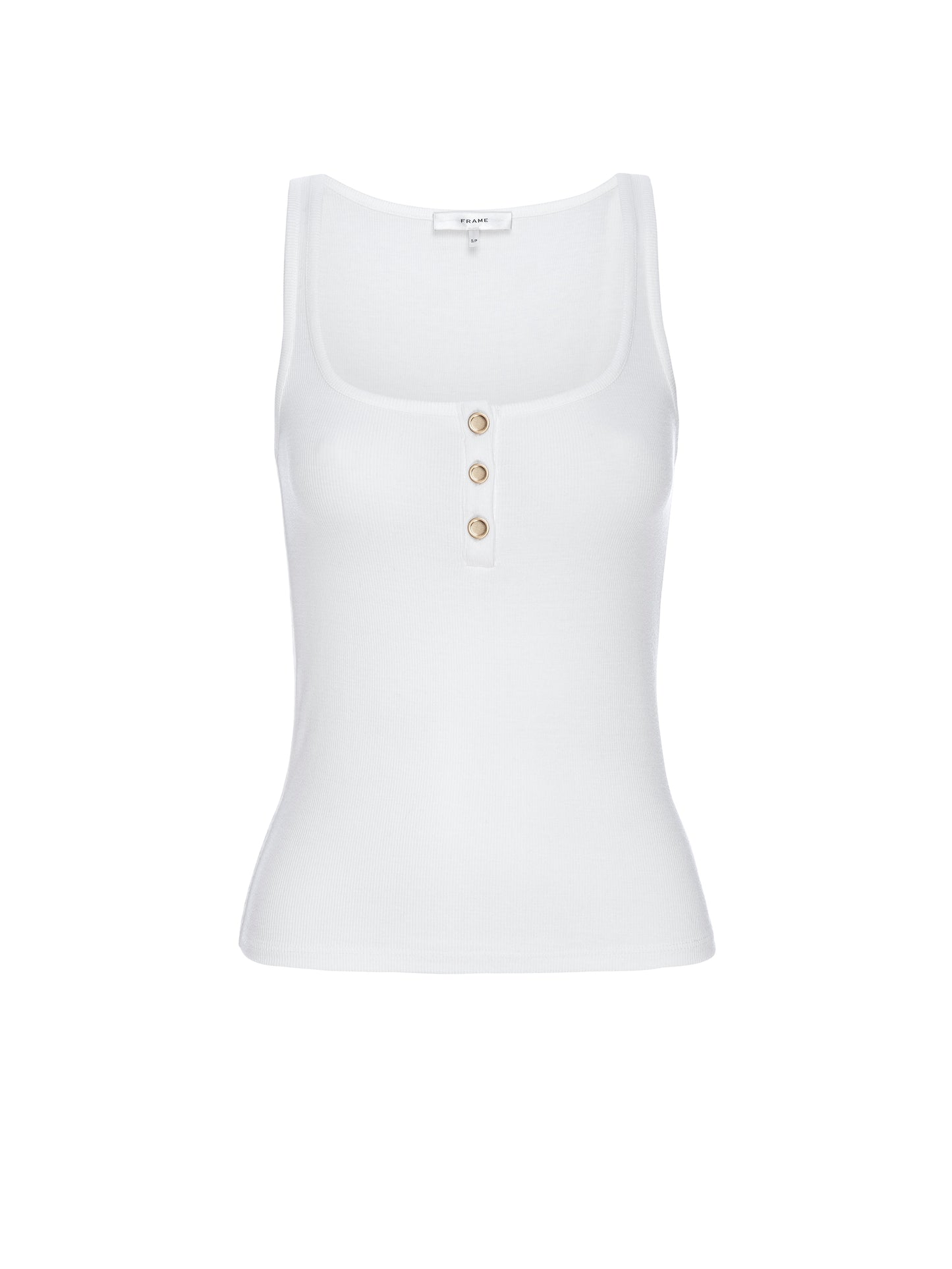 RIB SCOOP BUTTON TANK - WHITE