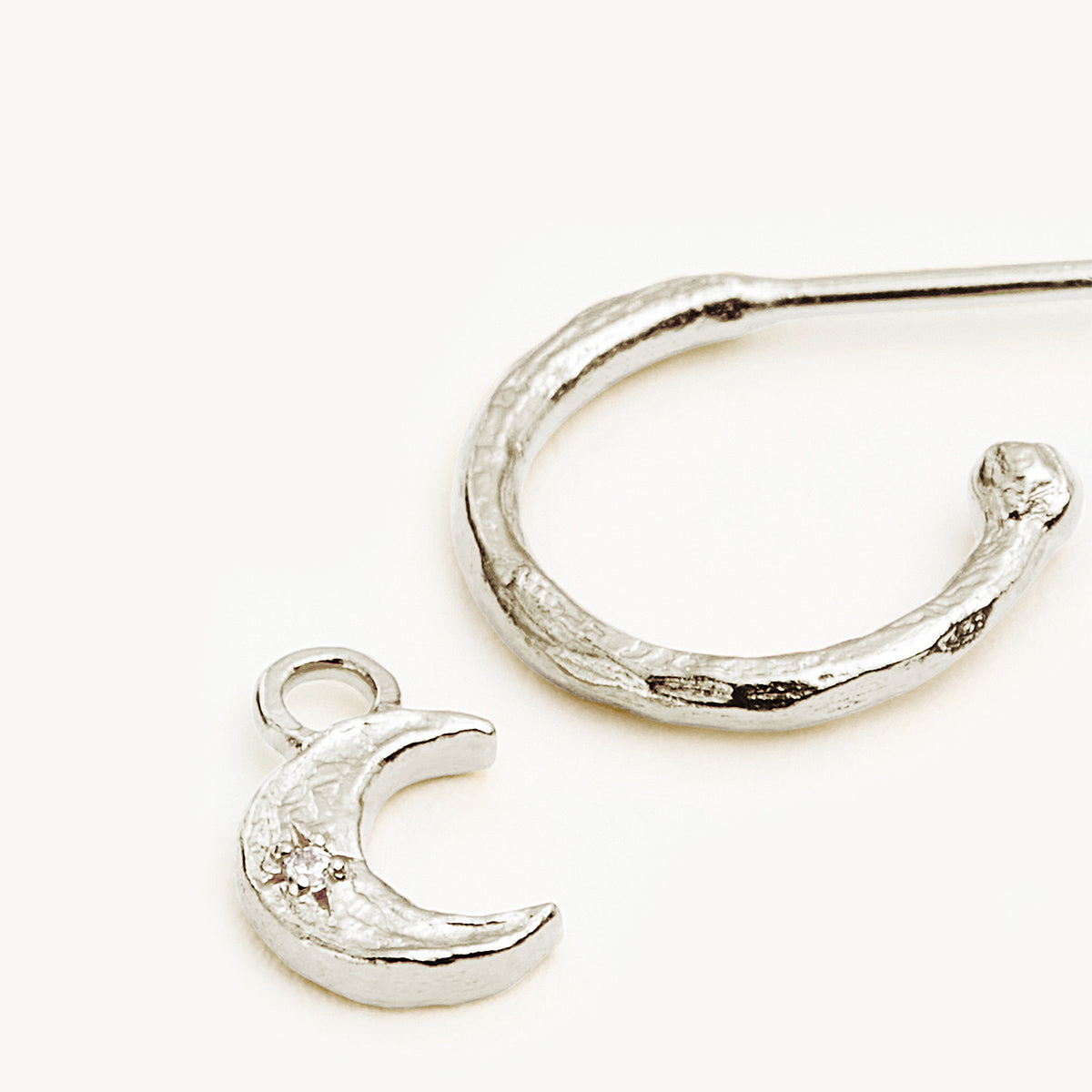 WANING CRESCENT HOOPS - SILVER