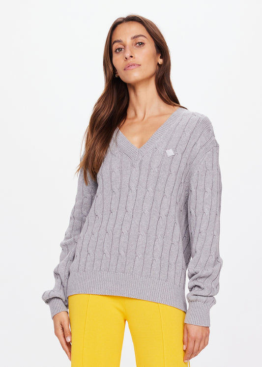 *PREORDER* SEYMOUR CABLE KNIT SWEATER - GREY MARLE