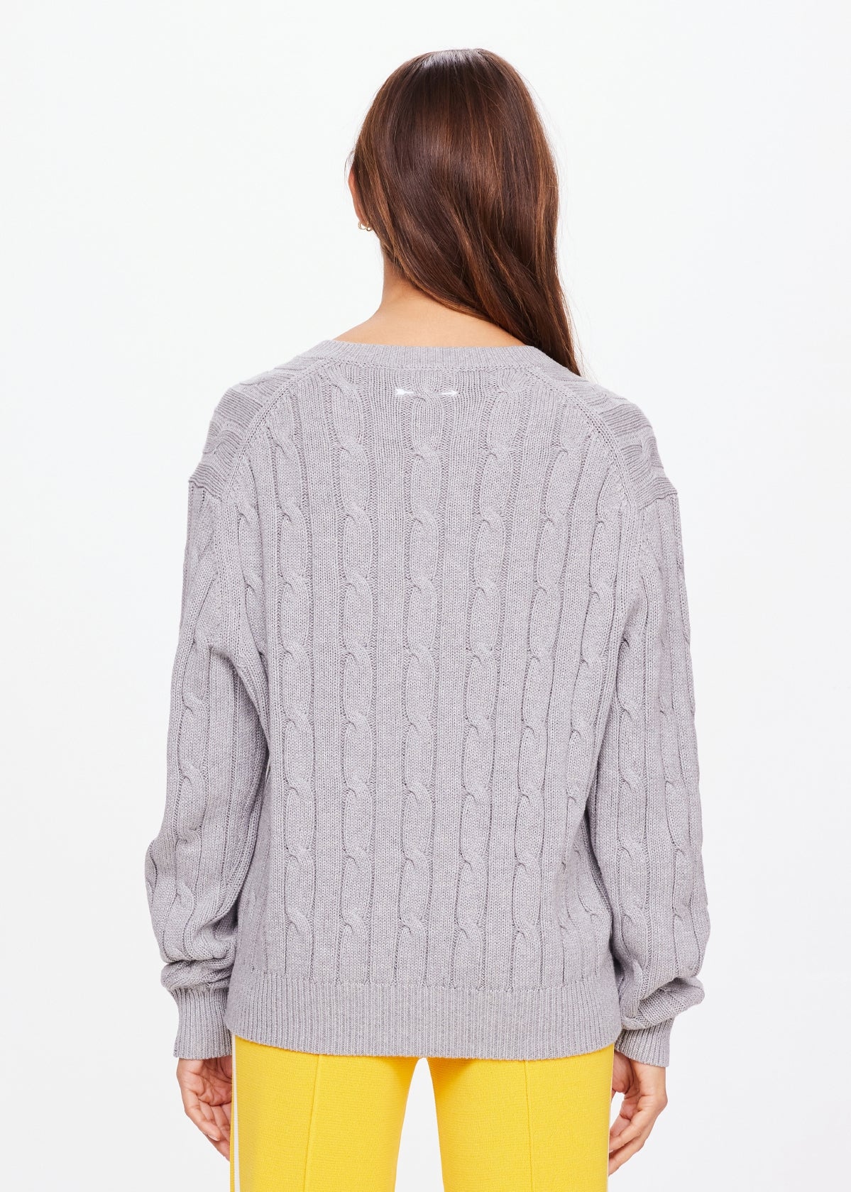 SEYMOUR CABLE KNIT SWEATER - GREY MARLE