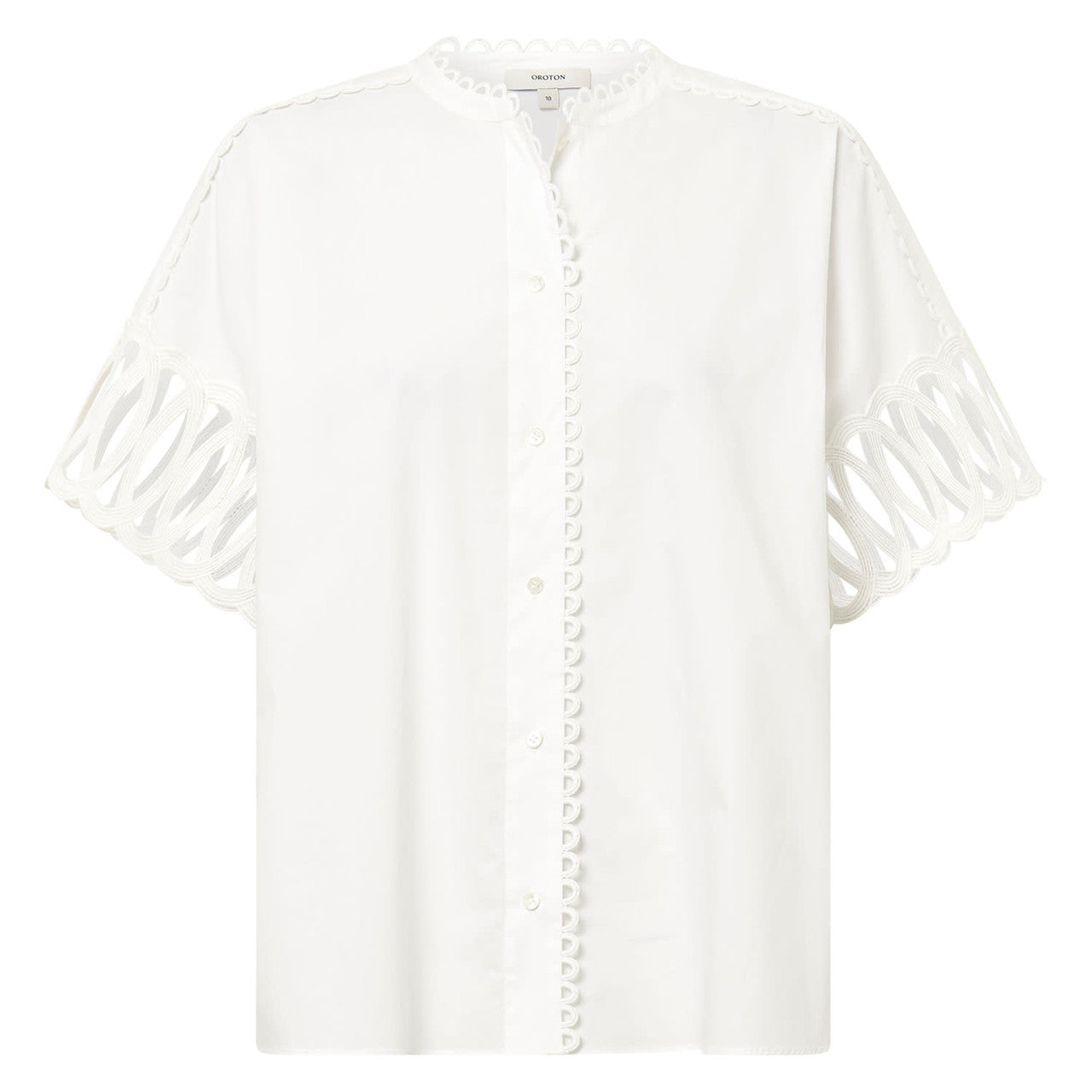 LACE TRIM BLOUSE - WHITE