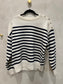 STRIPE KNIT SWEATER - IVORY/NAVY